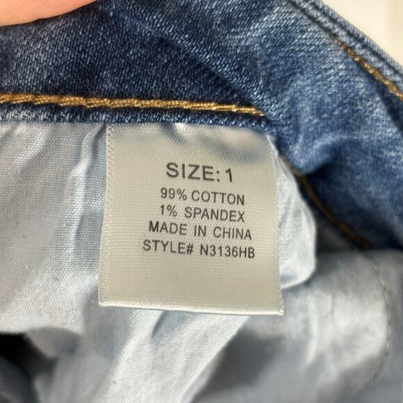 Fashion Nova Bootcut Jeans Women size 1 Frayed Hem High Rise Casual‎ Denim - Picture 7 of 7